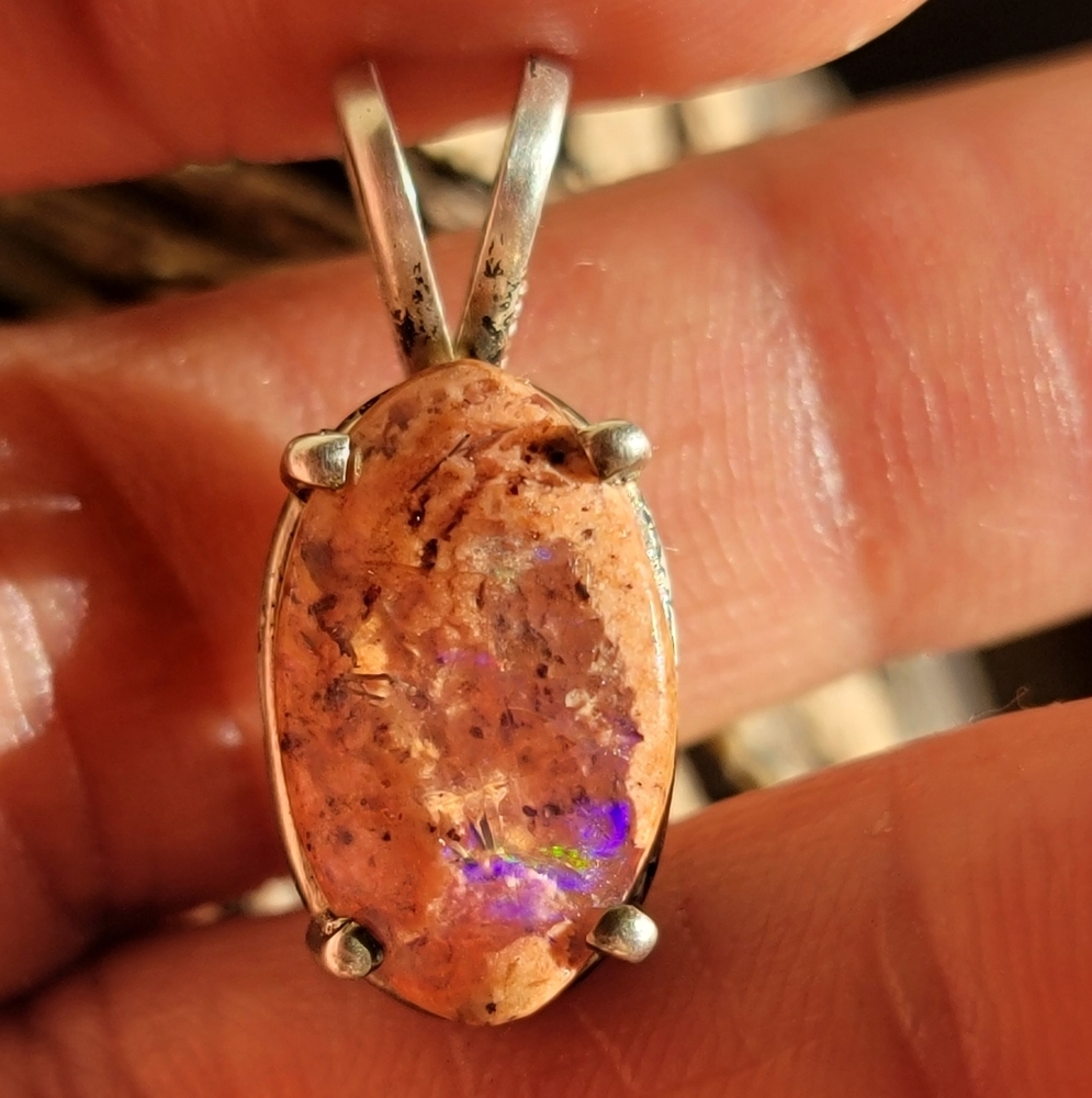Exquisite artisan silversmith handmade flashy Mexican fire opal 925 sterling sil